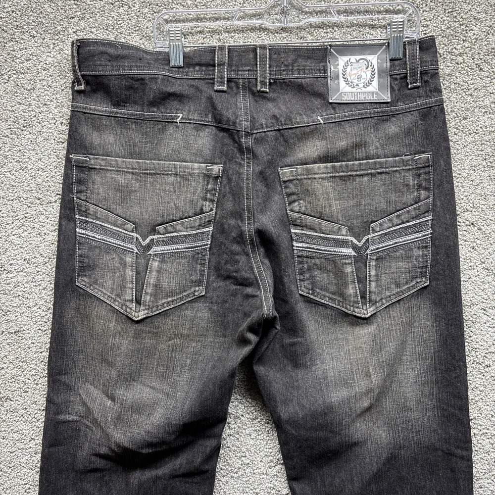 Vintage Southpole Jeans Mens 38x32 Black Denim Y2K Baggy Wide Leg Streetwear EUC